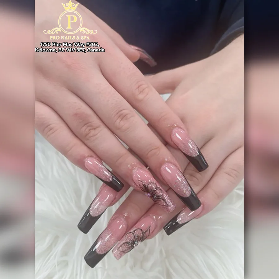 Nude shimmer long nails