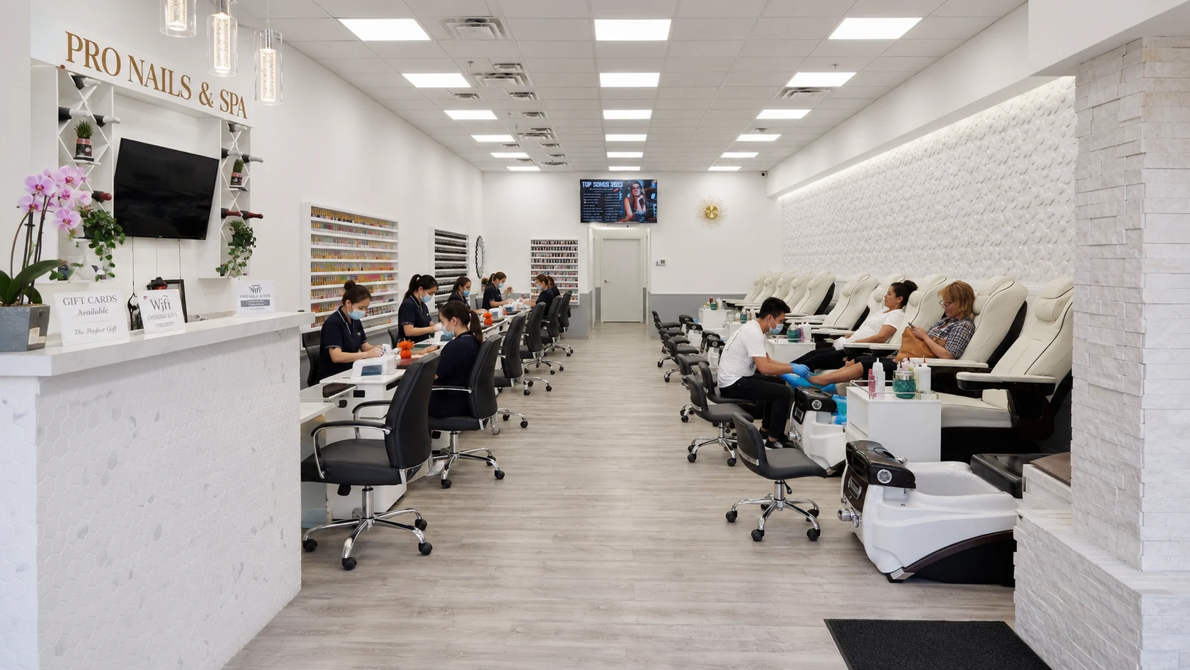 The bright open interior of Pro Nails & Spa
